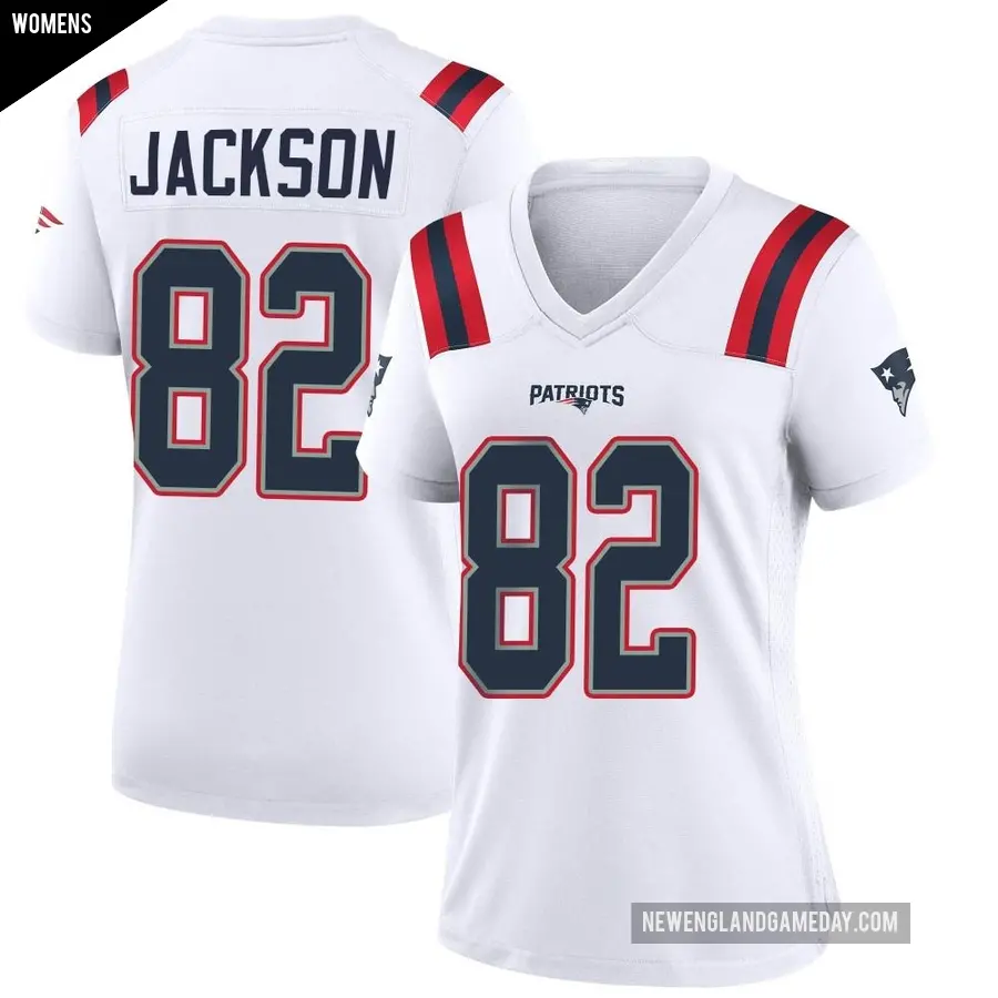 Women's New England Patriots ＃82 JaQuae Jackson White Game Jersey