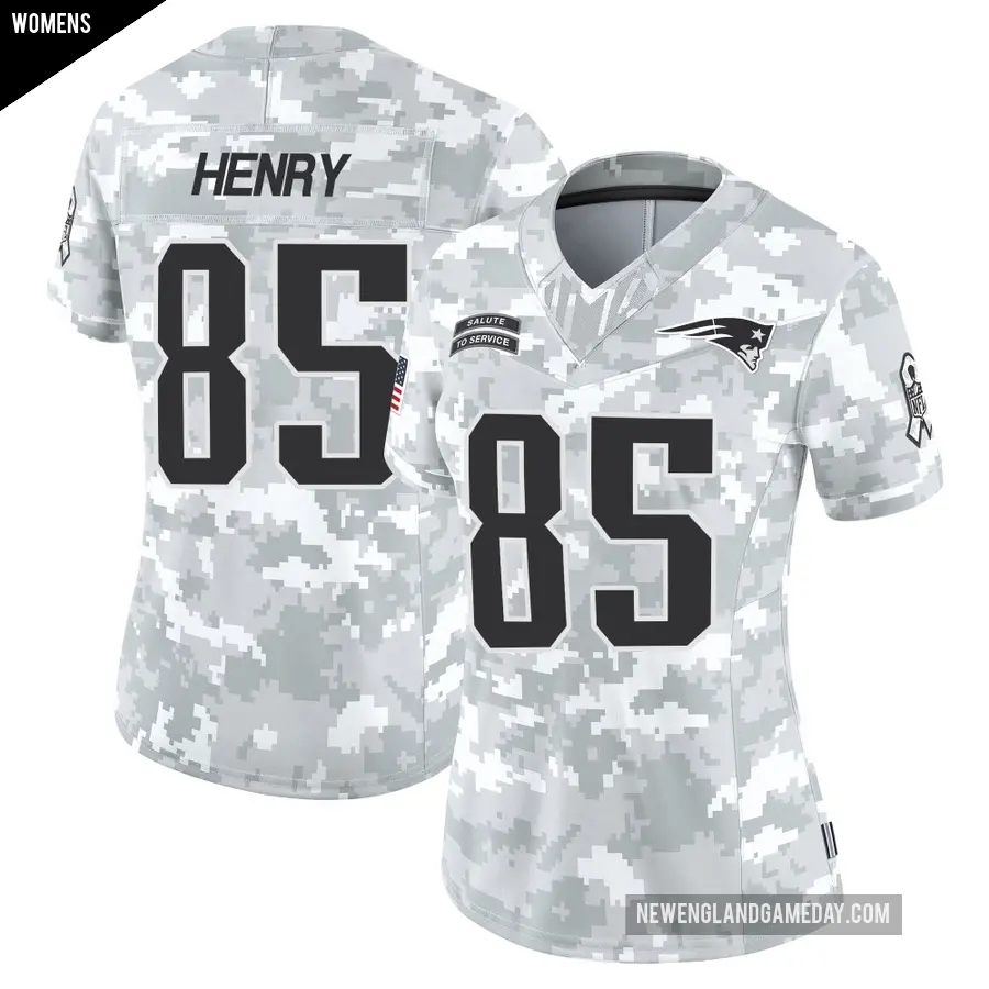 Women's New England Patriots ＃85 Hunter Henry Arctic Camo Limited 2024 Salute to Service Jersey