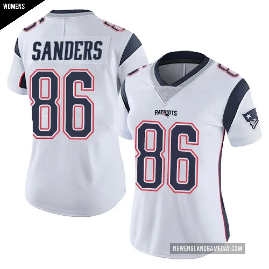 Women's New England Patriots ＃86 Braylon Sanders White Limited Vapor Untouchable Jersey