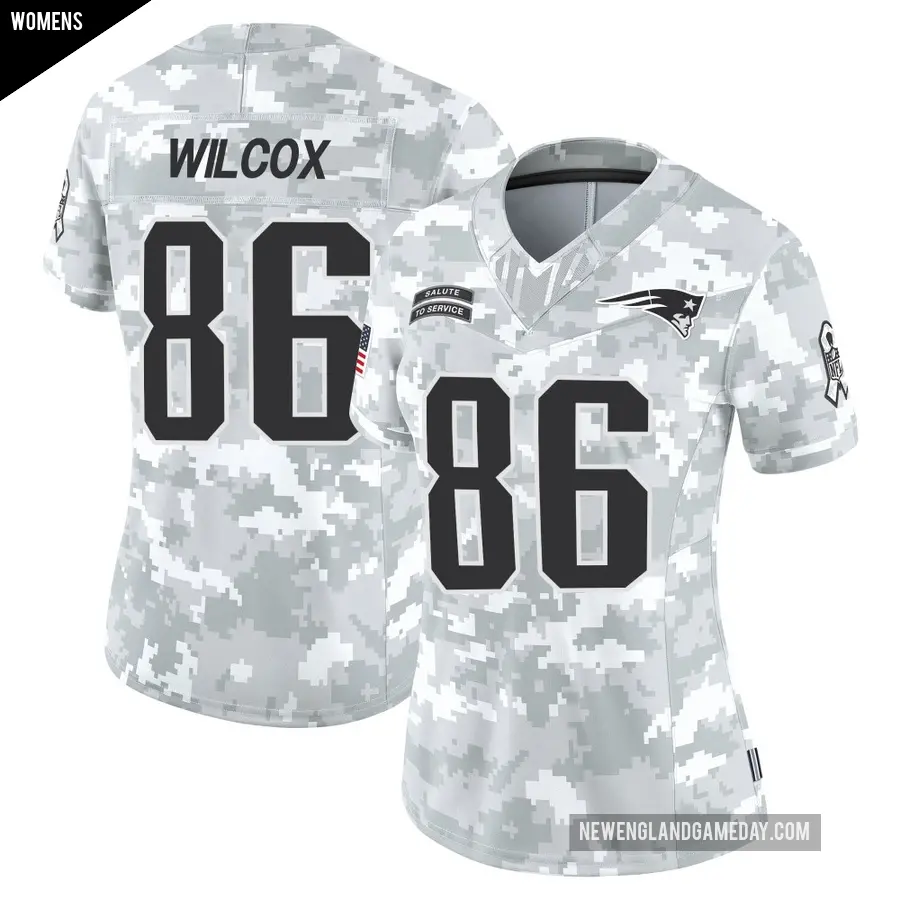 Women's New England Patriots ＃86 Mitchell Wilcox Arctic Camo Limited 2024 Salute to Service Jersey