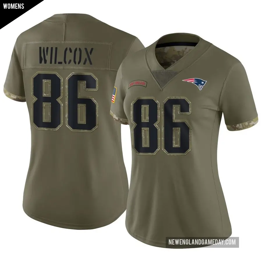 Women's New England Patriots ＃86 Mitchell Wilcox Olive Limited 2022 Salute To Service Jersey