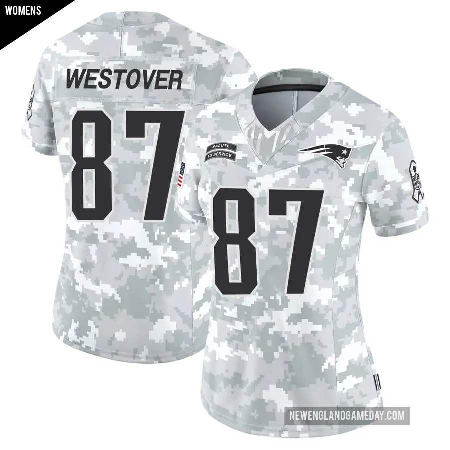 Women's New England Patriots ＃87 Jack Westover Arctic Camo Limited 2024 Salute to Service Jersey