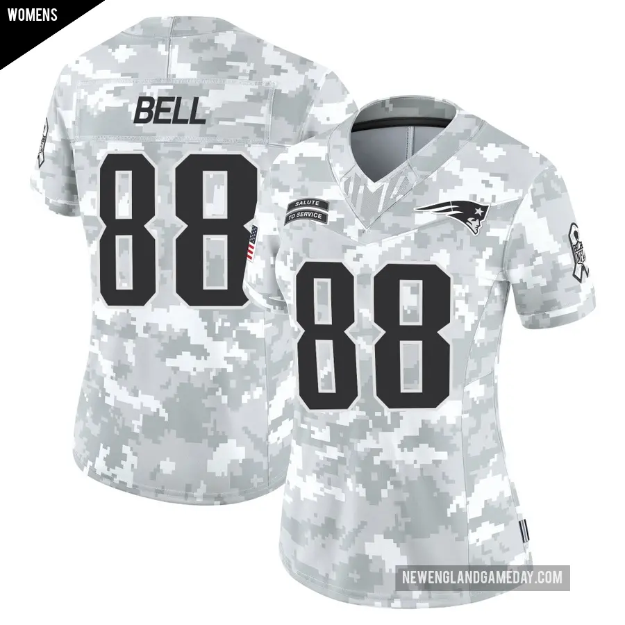 Women's New England Patriots ＃88 Jaheim Bell Arctic Camo Limited 2024 Salute to Service Jersey