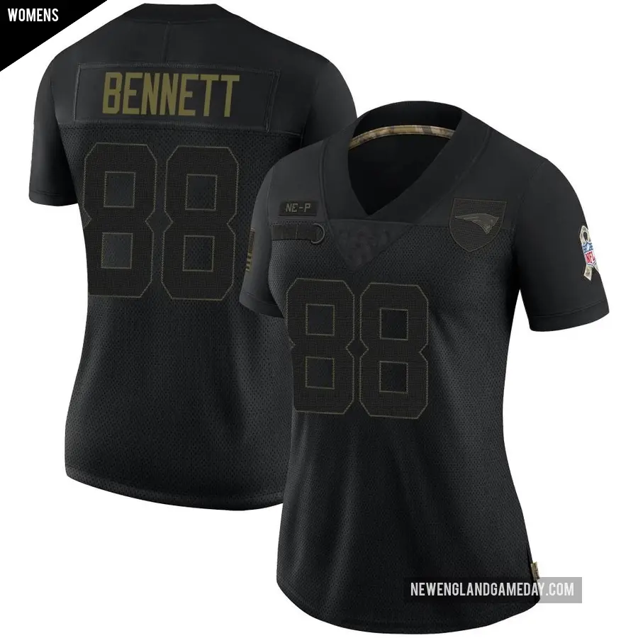 Women's New England Patriots ＃88 Martellus Bennett Black Limited 2020 Salute To Service Jersey