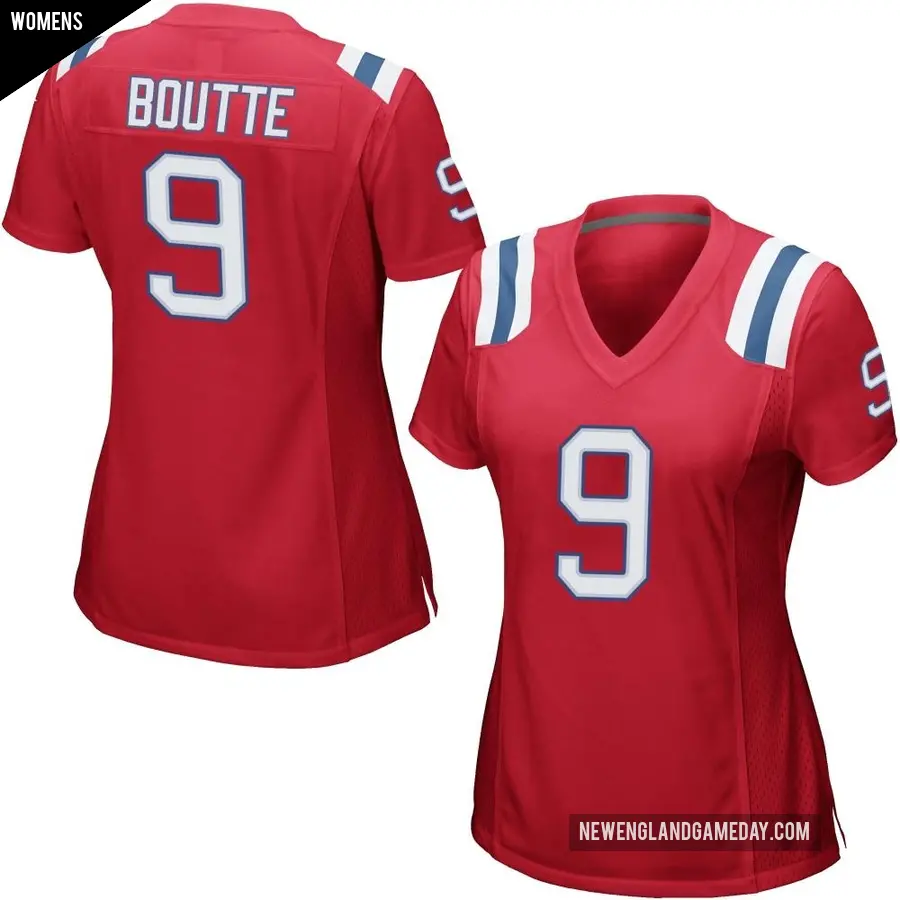 Women's New England Patriots ＃9 Kayshon Boutte Red Game Alternate Jersey