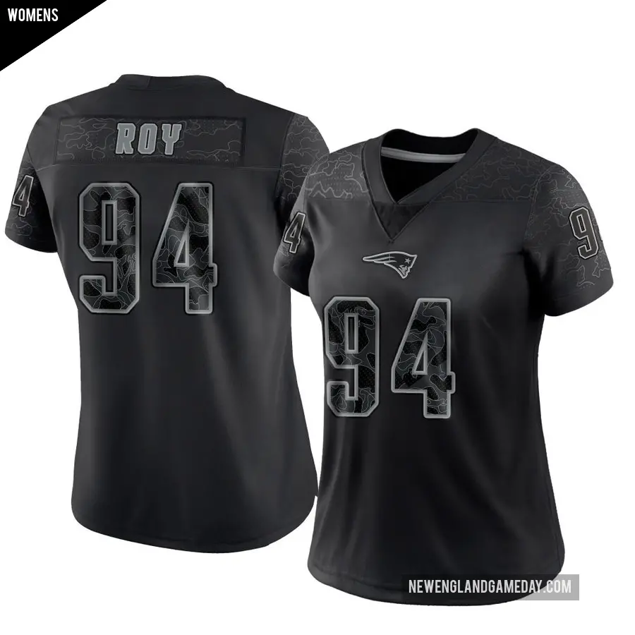 Women's New England Patriots ＃94 Jaquelin Roy Black Limited Reflective Jersey