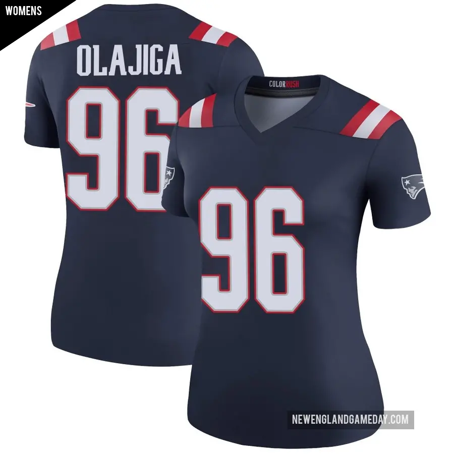 Women's New England Patriots ＃96 David Olajiga Navy Legend Color Rush Jersey