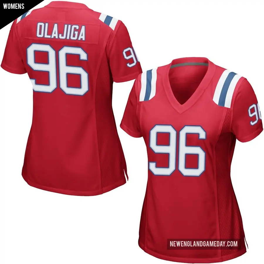 Women's New England Patriots ＃96 David Olajiga Red Game Alternate Jersey