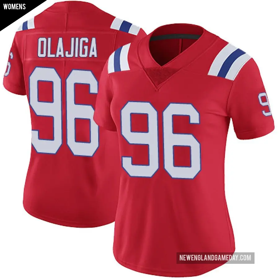 Women's New England Patriots ＃96 David Olajiga Red Limited Vapor Untouchable Alternate Jersey