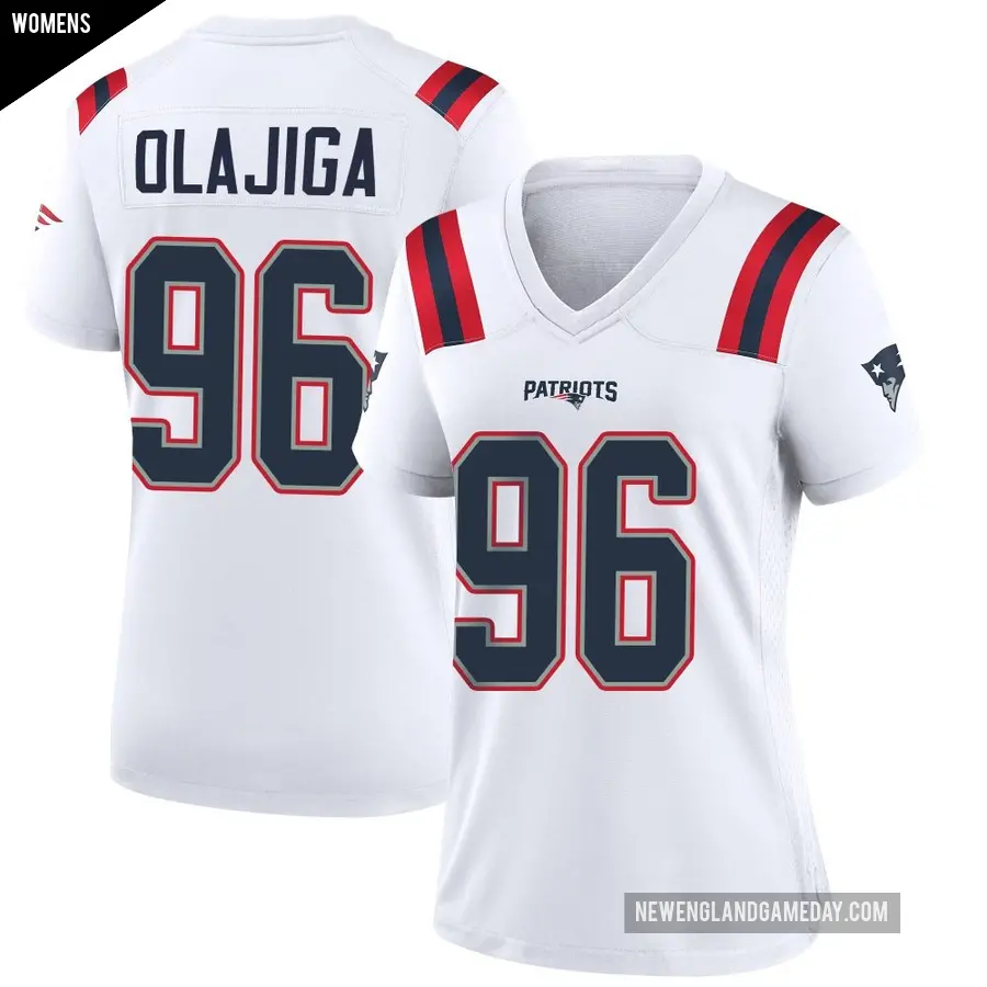 Women's New England Patriots ＃96 David Olajiga White Game Jersey
