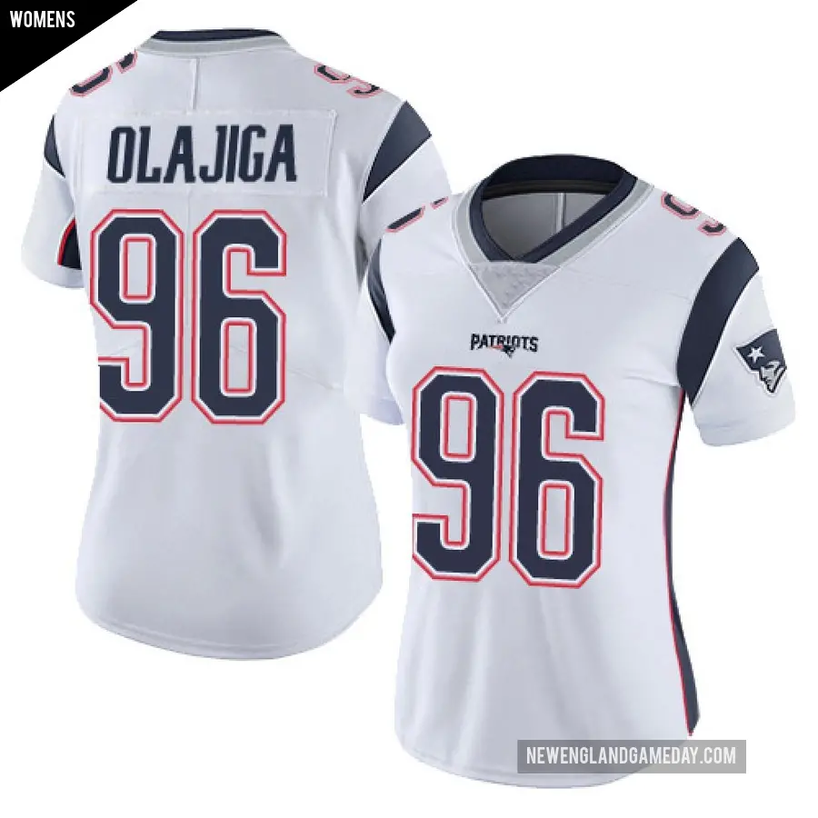 Women's New England Patriots ＃96 David Olajiga White Limited Vapor Untouchable Jersey