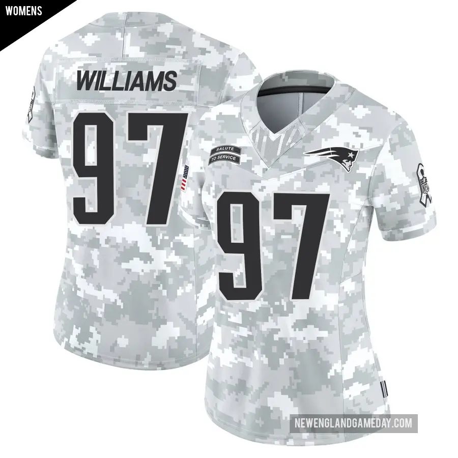 Women's New England Patriots ＃97 Milton Williams Arctic Camo Limited 2024 Salute to Service Jersey