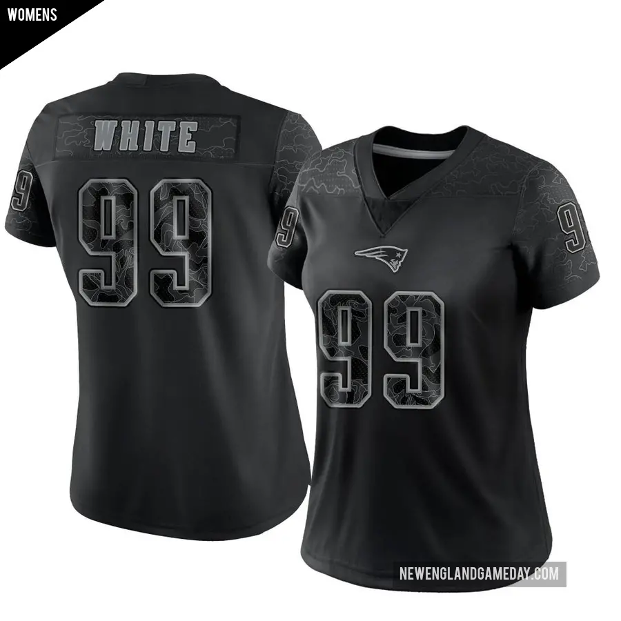 Women's New England Patriots ＃99 Keion White Black Limited Reflective Jersey