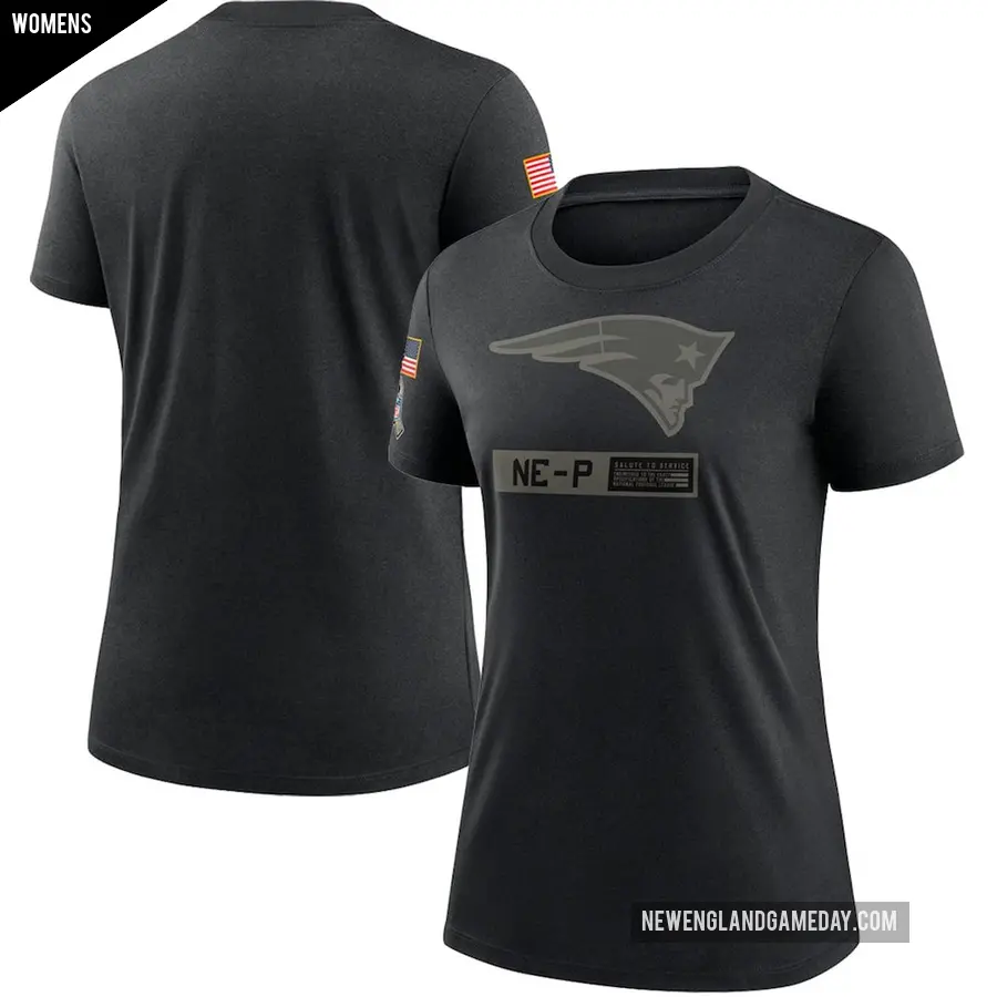Women's New England Patriots Black 2020 Salute To Service Performance T-Shirt