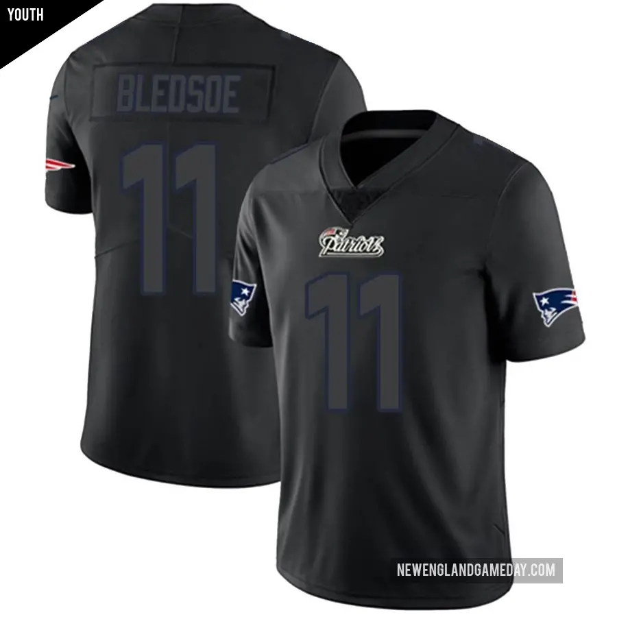 Youth New England Patriots ＃11 Drew Bledsoe Black Impact Limited Jersey