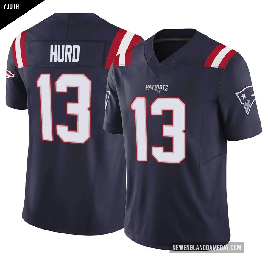 Youth New England Patriots ＃13 Jalen Hurd Navy Limited Vapor F.U.S.E. Jersey