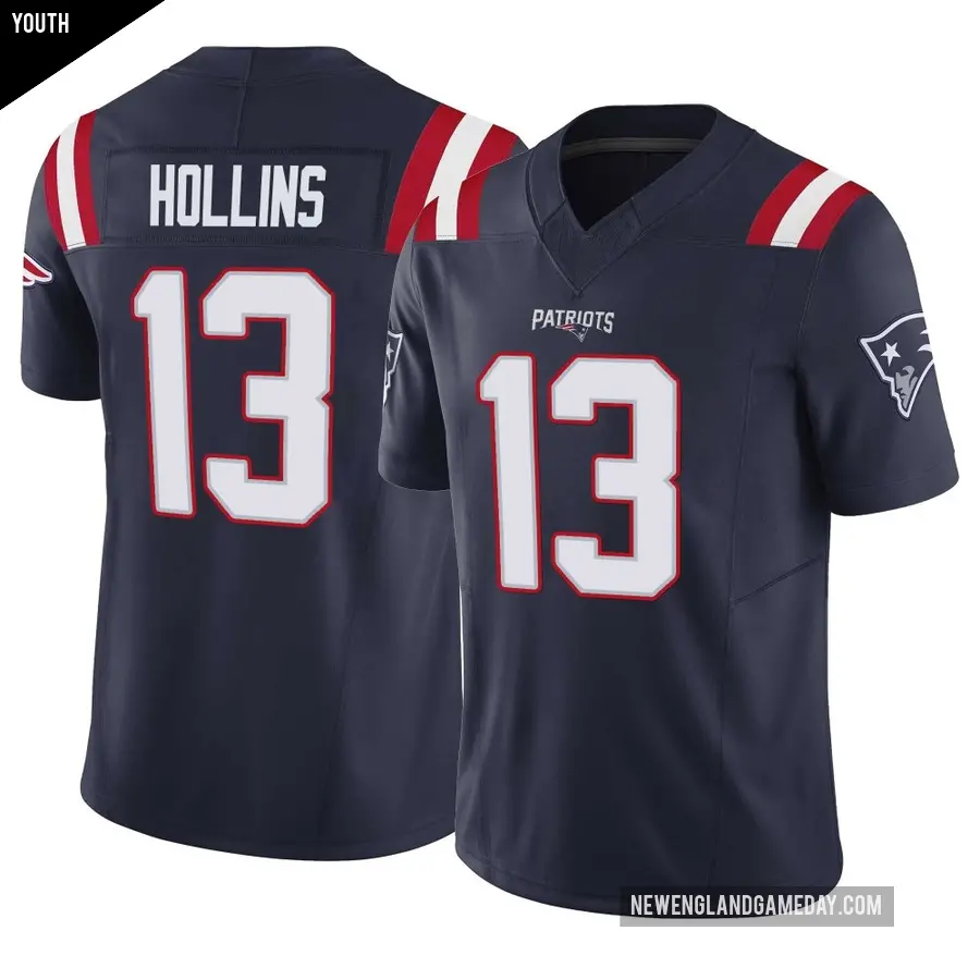 Youth New England Patriots ＃13 Mack Hollins Navy Limited Vapor F.U.S.E. Jersey