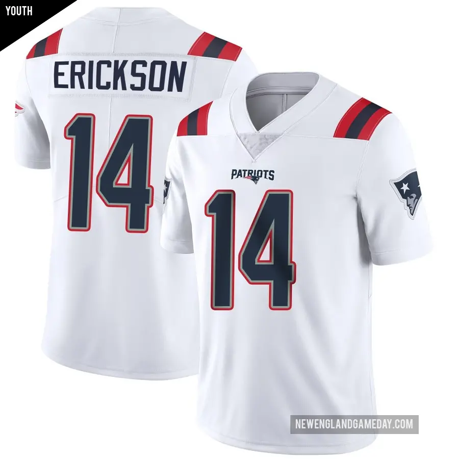 Youth New England Patriots ＃14 Alex Erickson White Limited Vapor Untouchable Jersey
