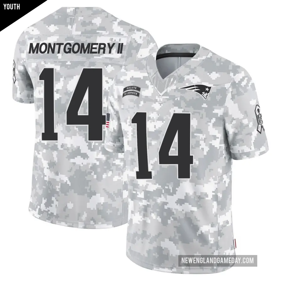 Youth New England Patriots ＃14 Ty Montgomery II Arctic Camo Limited 2024 Salute to Service Jersey