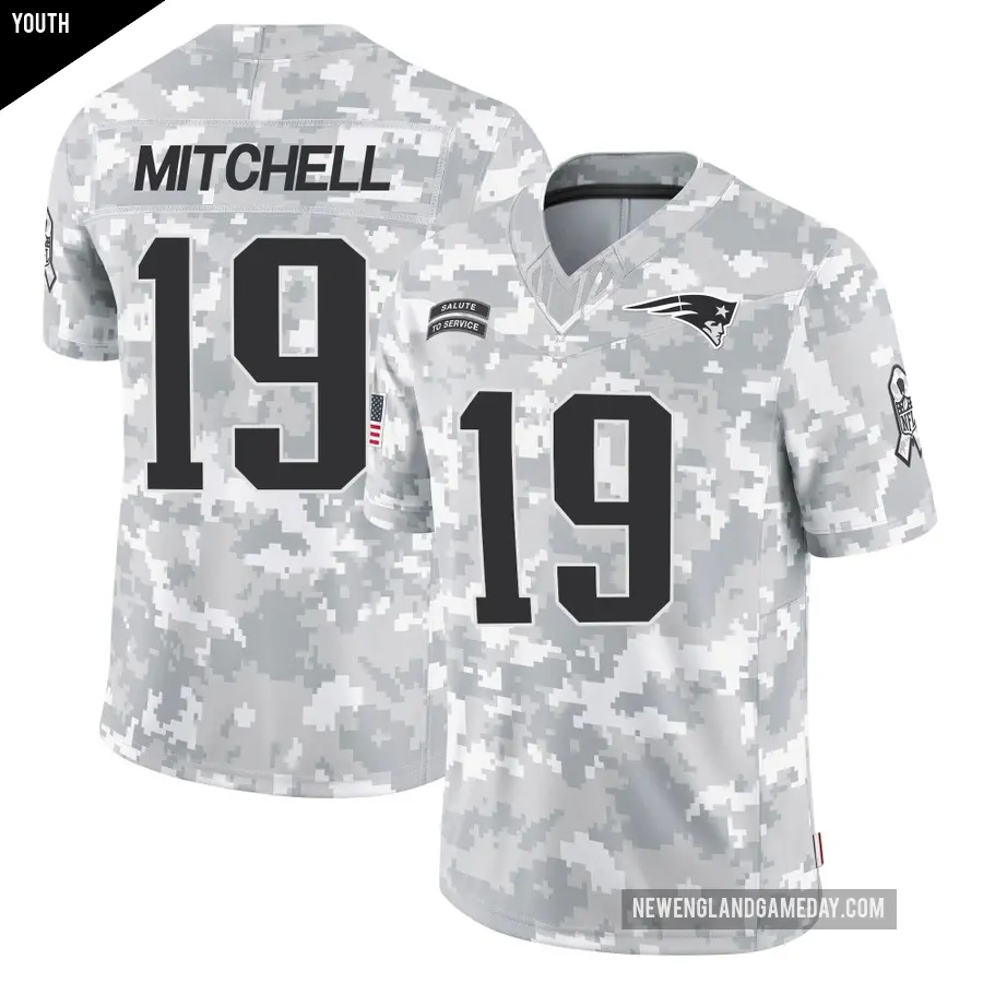 Youth New England Patriots ＃19 Malcolm Mitchell Arctic Camo Limited 2024 Salute to Service Jersey