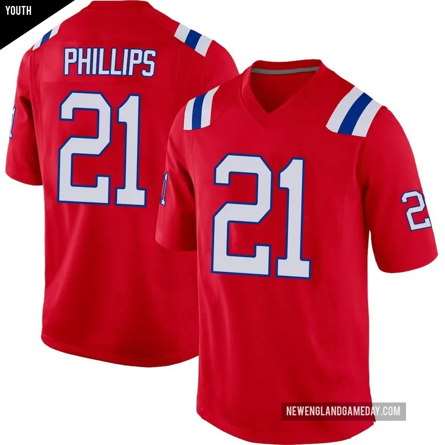 Youth New England Patriots ＃21 Adrian Phillips Red Game Alternate Jersey