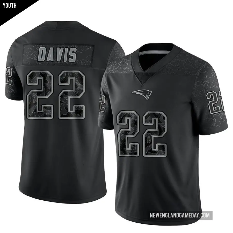 Youth New England Patriots ＃22 Cody Davis Black Limited Reflective Jersey