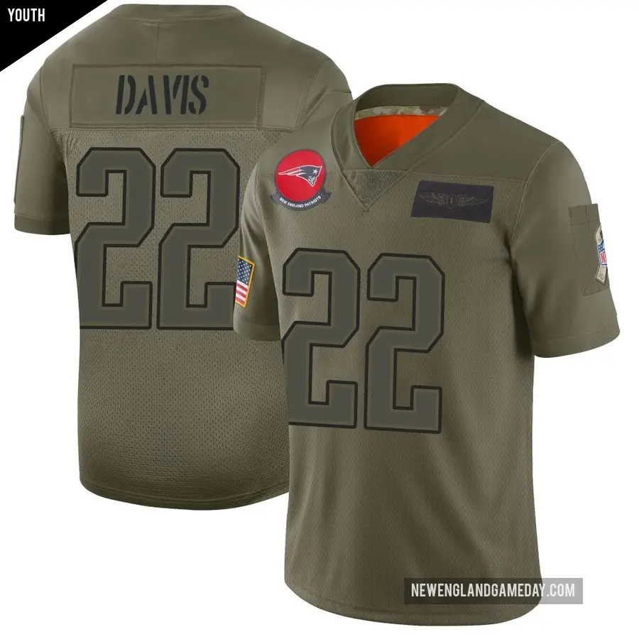 Youth New England Patriots ＃22 Cody Davis Camo Limited 2019 Salute to Service Jersey