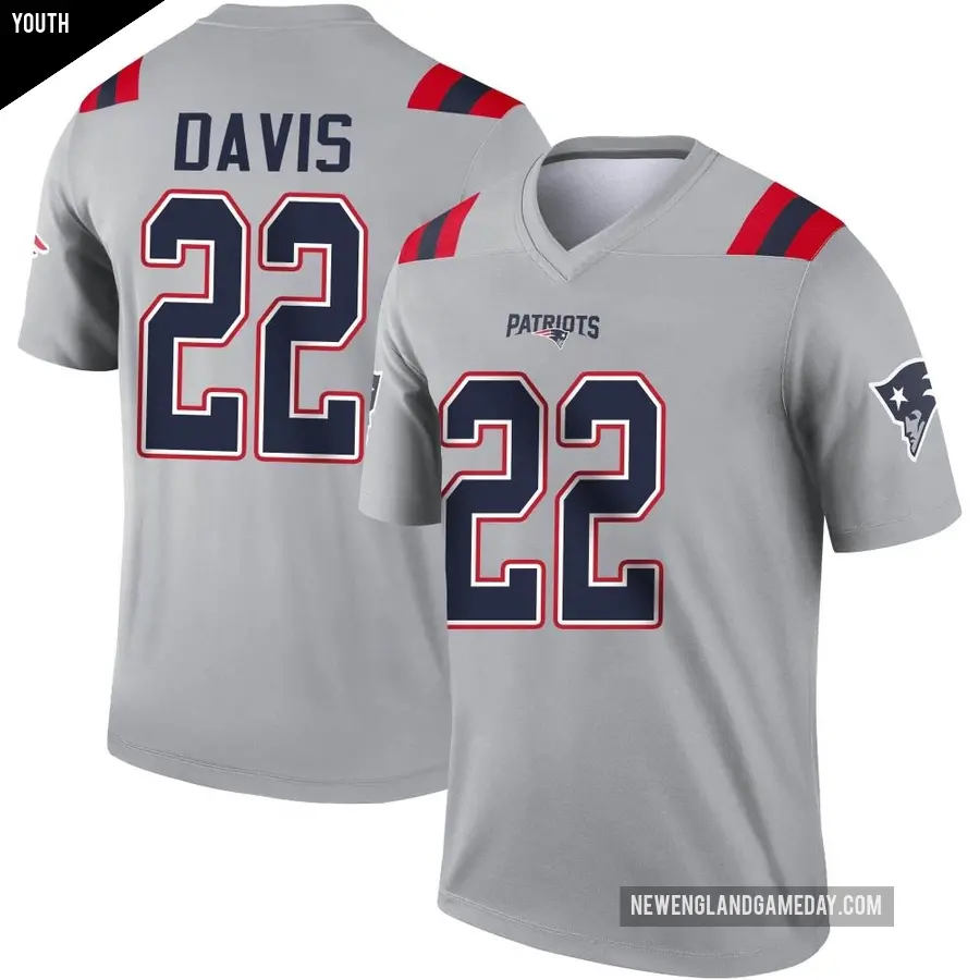 Youth New England Patriots ＃22 Cody Davis Gray Legend Inverted Jersey
