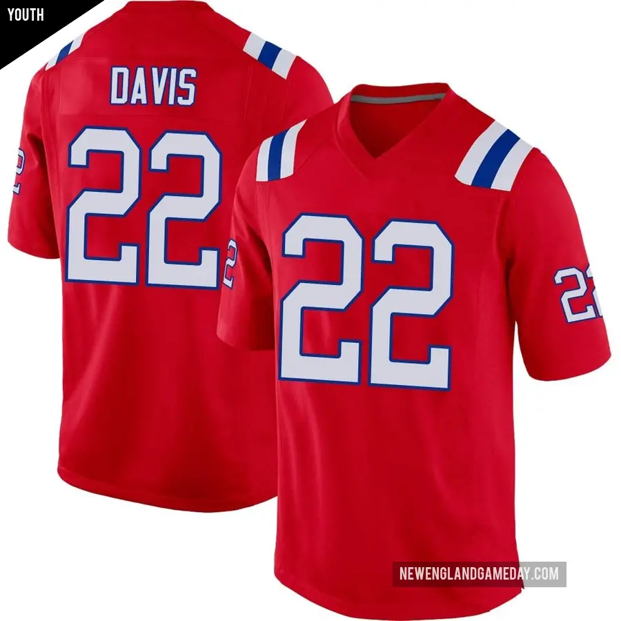 Youth New England Patriots ＃22 Cody Davis Red Game Alternate Jersey