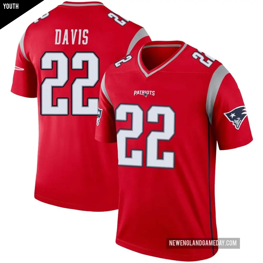 Youth New England Patriots ＃22 Cody Davis Red Legend Inverted Jersey