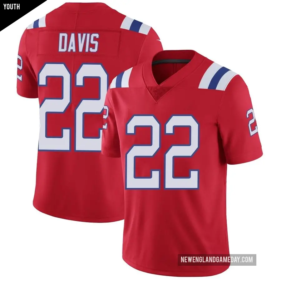 Youth New England Patriots ＃22 Cody Davis Red Limited Vapor Untouchable Alternate Jersey