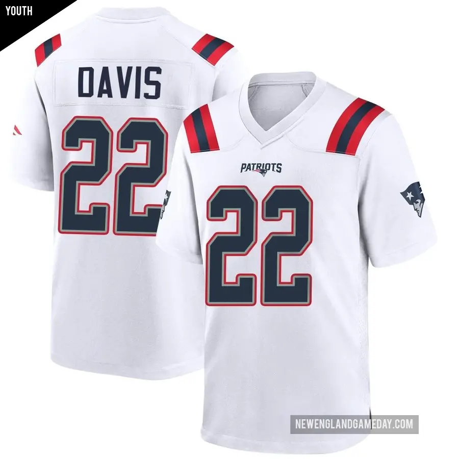 Youth New England Patriots ＃22 Cody Davis White Game Jersey