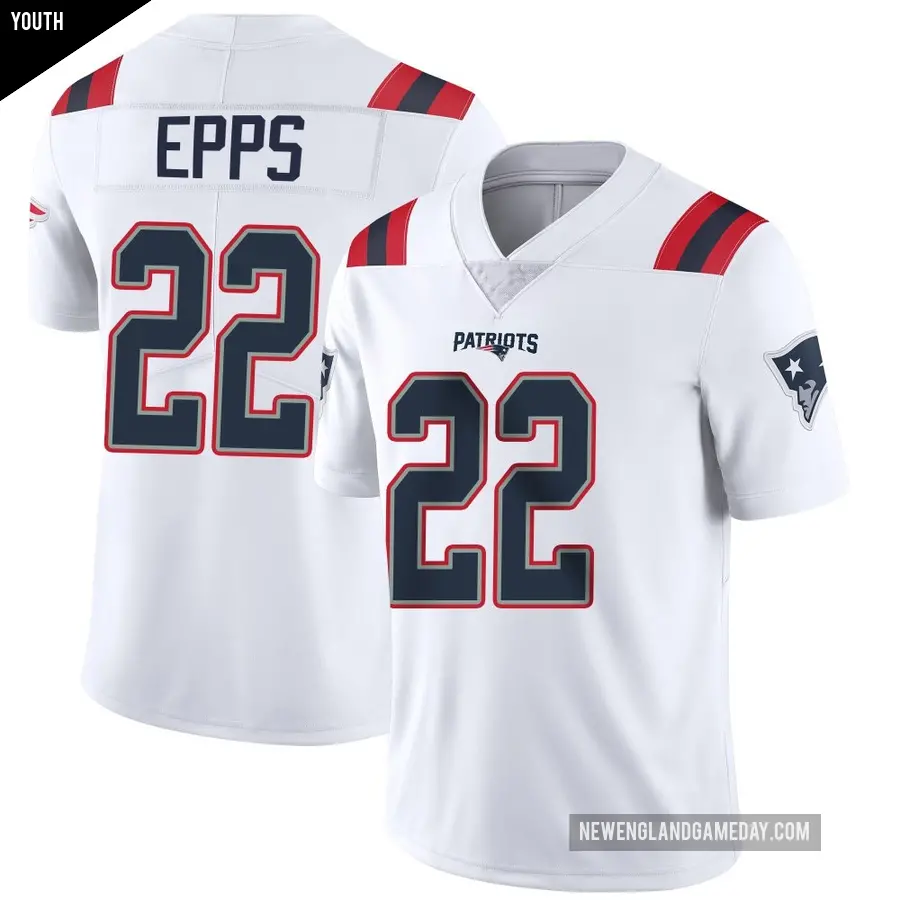 Youth New England Patriots ＃22 Marcus Epps White Limited Vapor Untouchable Jersey