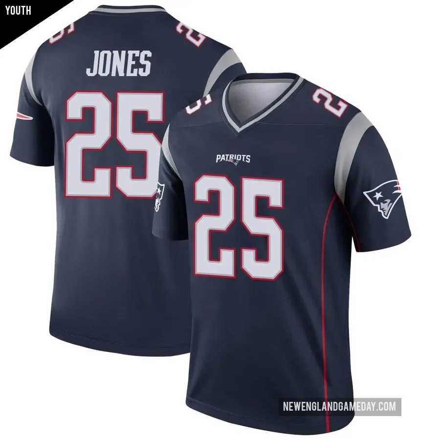 Youth New England Patriots ＃25 Marcus Jones Navy Legend Jersey