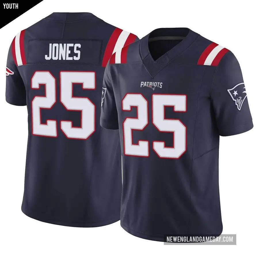 Youth New England Patriots ＃25 Marcus Jones Navy Limited Vapor F.U.S.E. Jersey