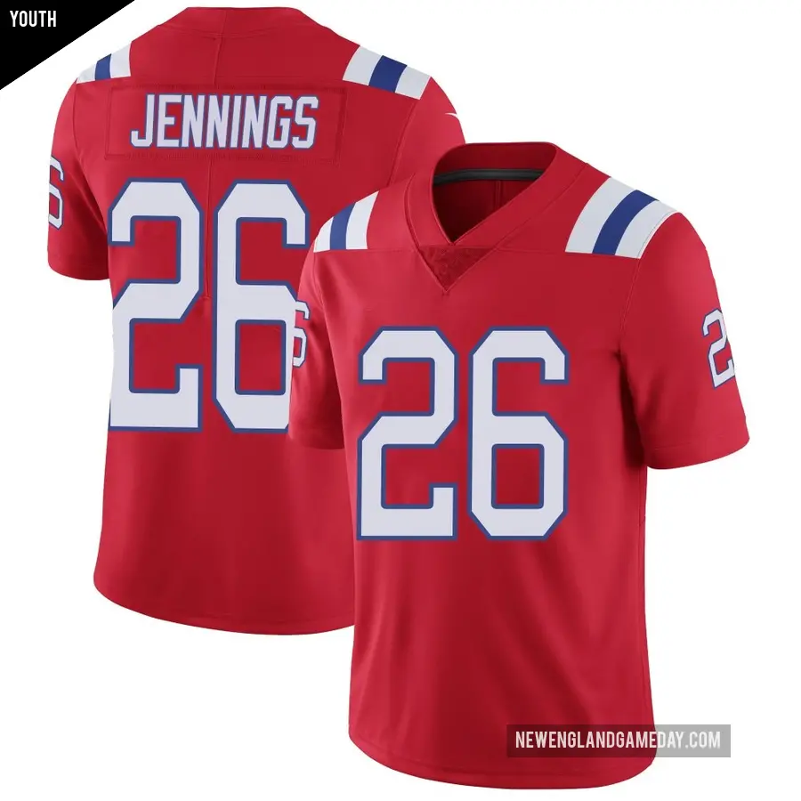 Youth New England Patriots ＃26 Terrell Jennings Red Limited Vapor Untouchable Alternate Jersey