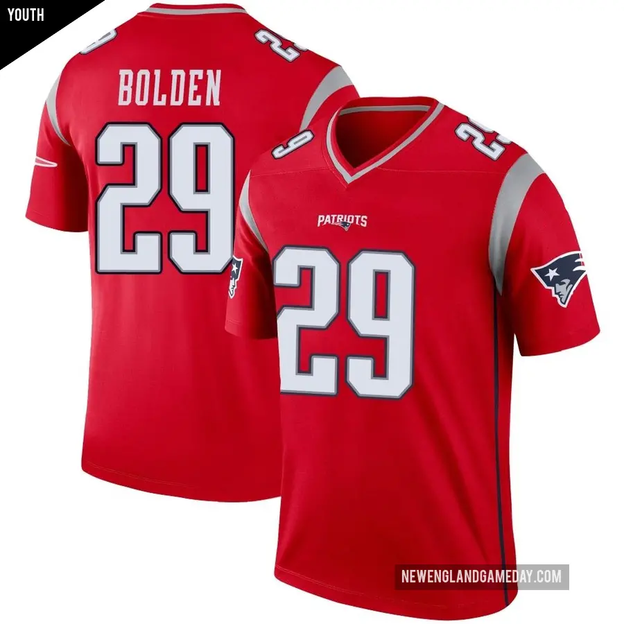 Youth New England Patriots ＃29 Isaiah Bolden Red Legend Inverted Jersey