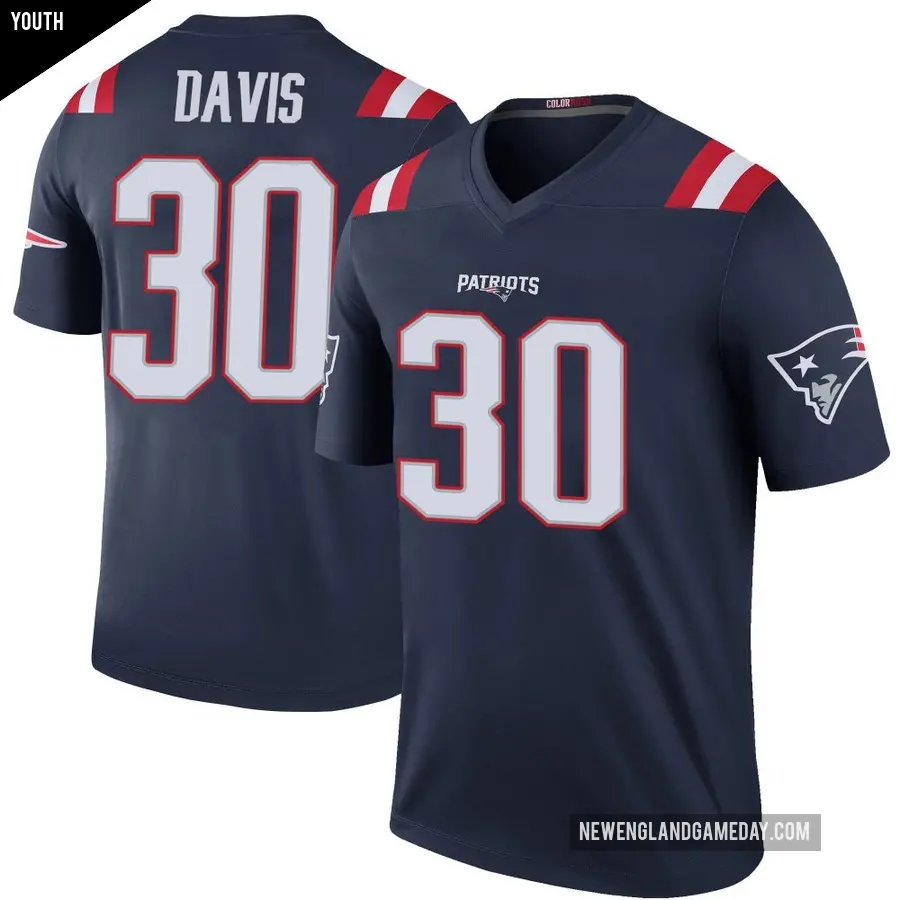 Youth New England Patriots ＃30 Tyler Davis Navy Legend Color Rush Jersey