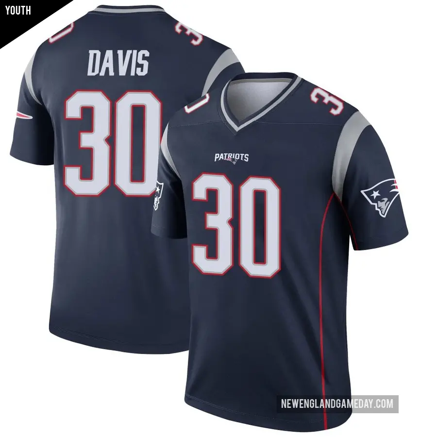 Youth New England Patriots ＃30 Tyler Davis Navy Legend Jersey