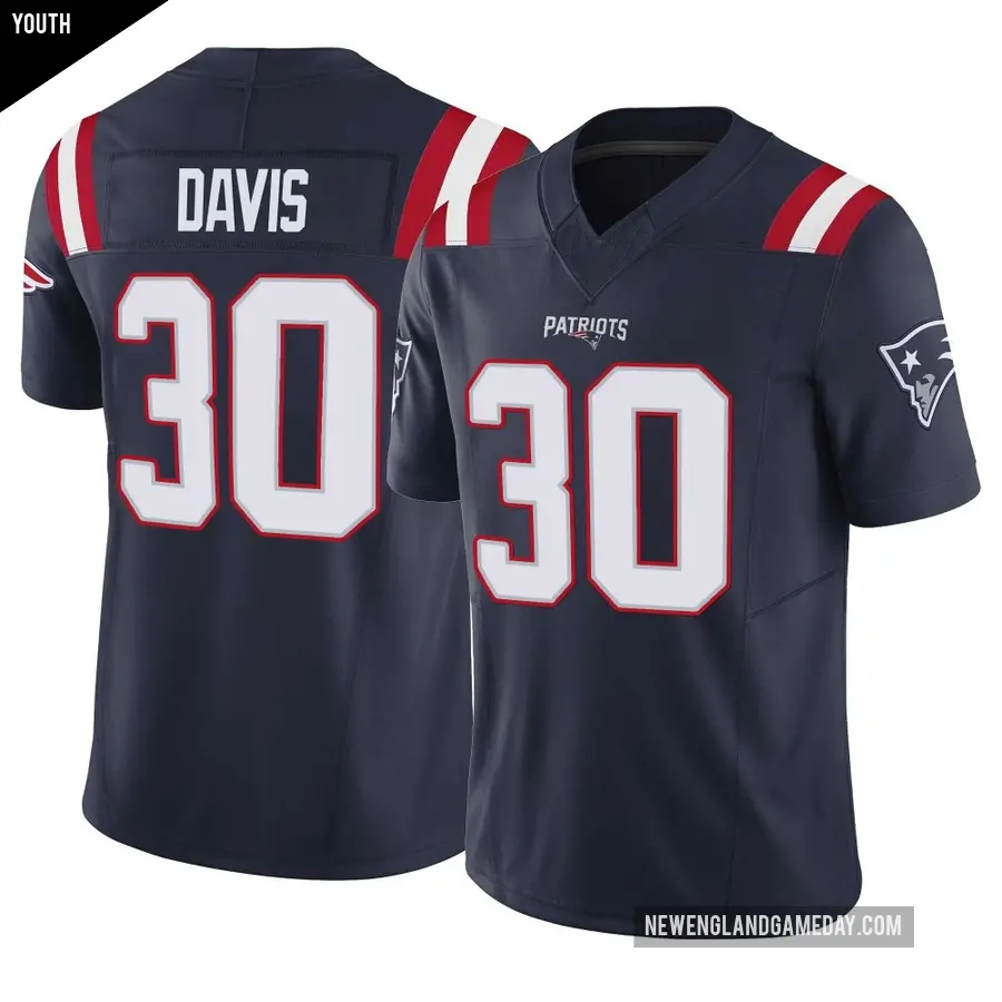 Youth New England Patriots ＃30 Tyler Davis Navy Limited Vapor F.U.S.E. Jersey