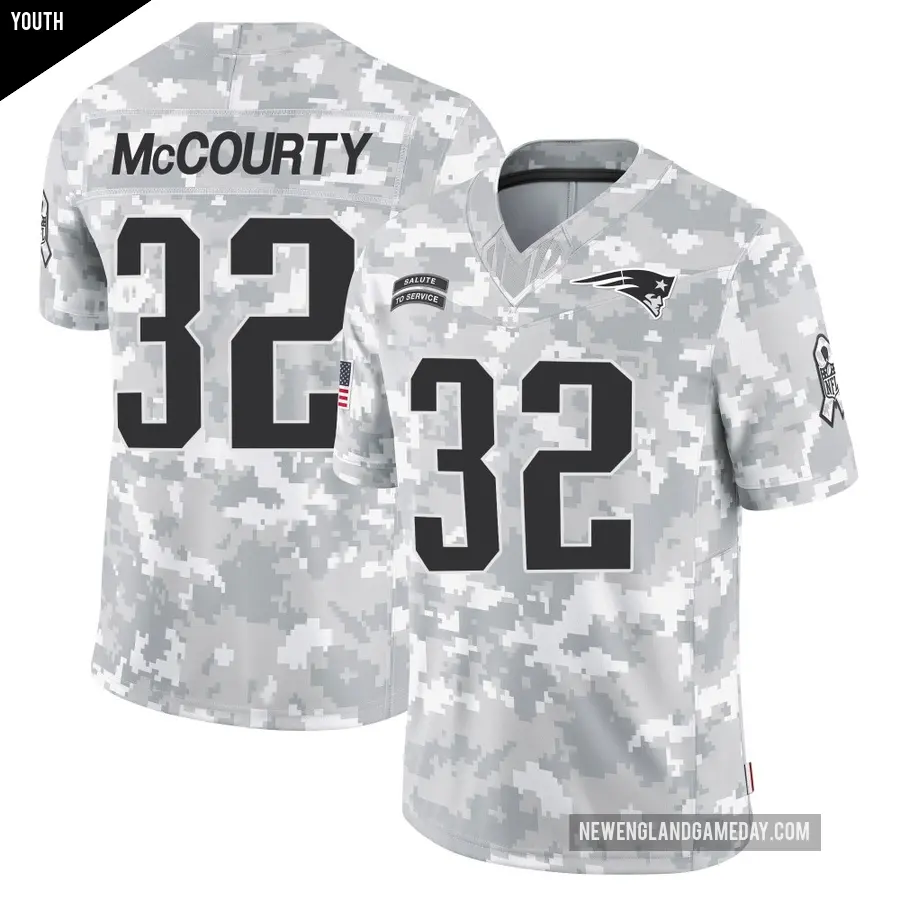 Youth New England Patriots ＃32 Devin McCourty Arctic Camo Limited 2024 Salute to Service Jersey