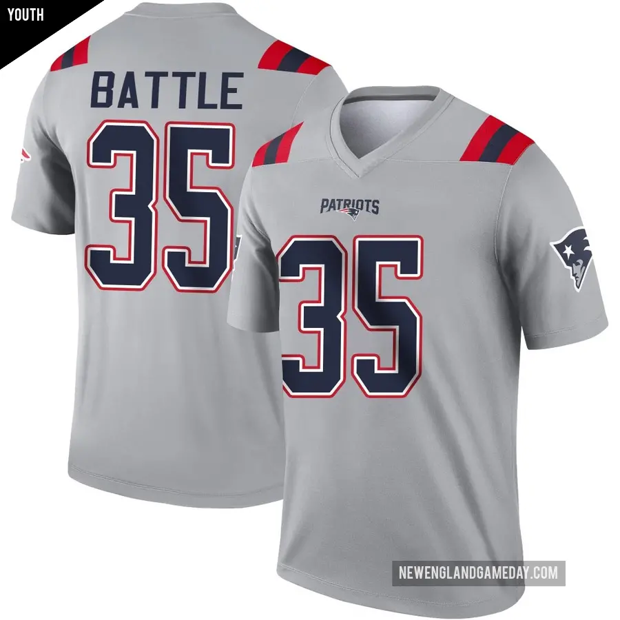Youth New England Patriots ＃35 Miles Battle Gray Legend Inverted Jersey