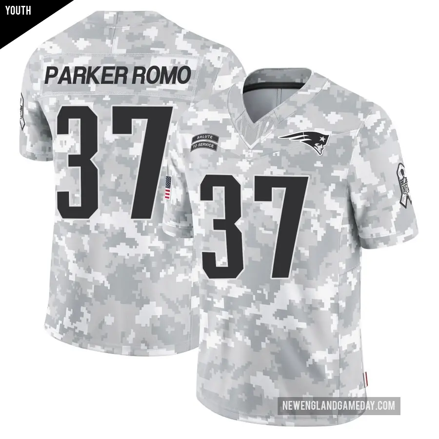 Youth New England Patriots ＃37 John Parker Romo Arctic Camo Limited 2024 Salute to Service Jersey