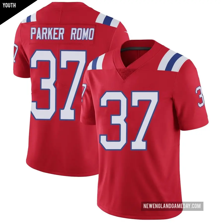 Youth New England Patriots ＃37 John Parker Romo Red Limited Vapor Untouchable Alternate Jersey