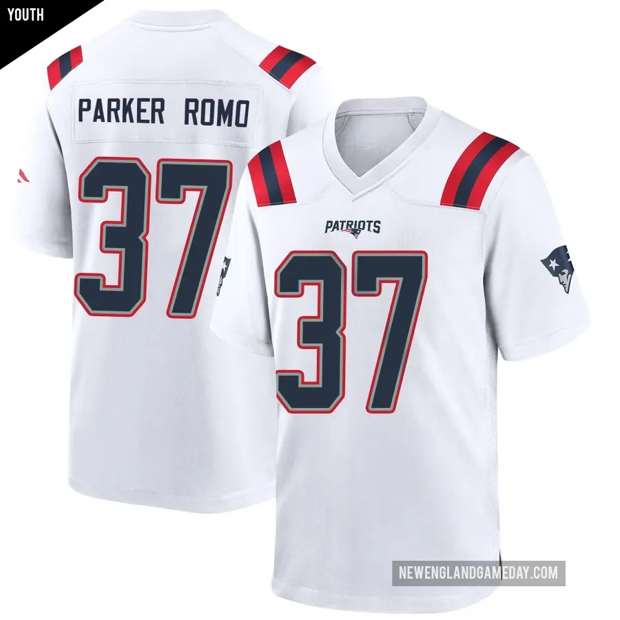 Youth New England Patriots ＃37 John Parker Romo White Game Jersey