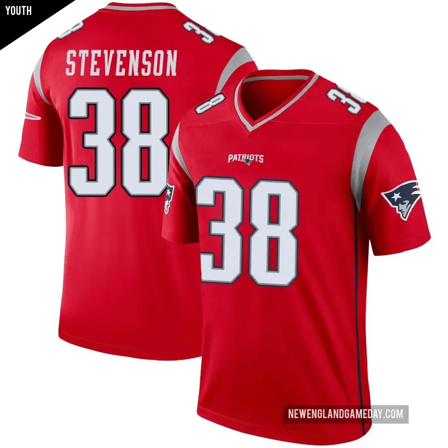 Youth New England Patriots ＃38 Rhamondre Stevenson Red Legend Inverted Jersey