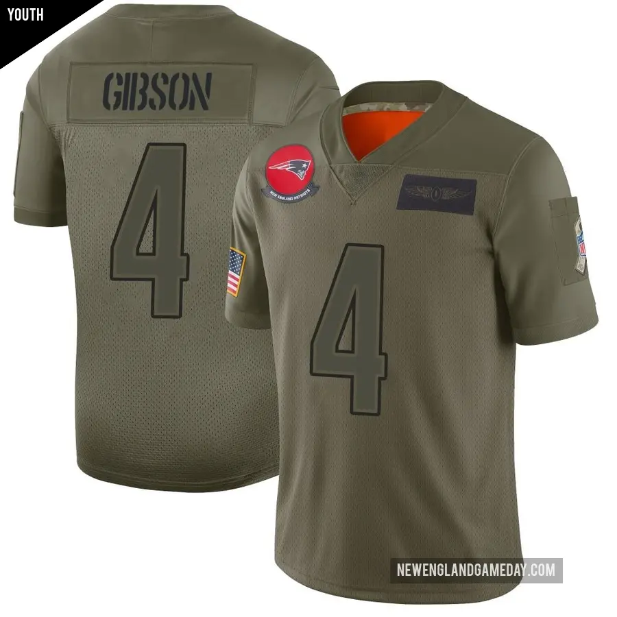 Youth New England Patriots ＃4 Antonio Gibson Camo Limited 2019 Salute to Service Jersey