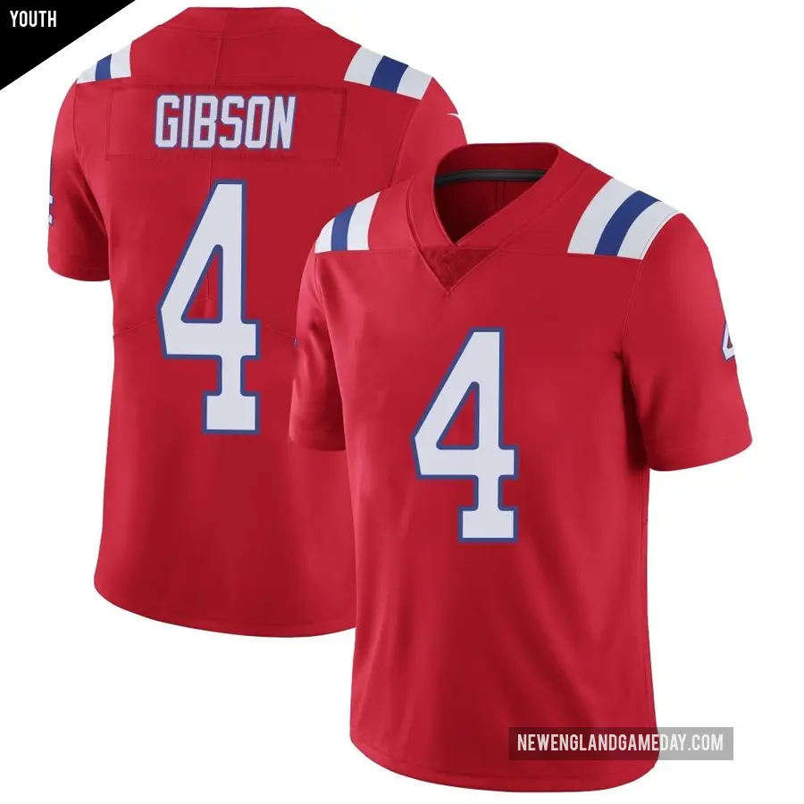 Youth New England Patriots ＃4 Antonio Gibson Red Limited Vapor Untouchable Alternate Jersey