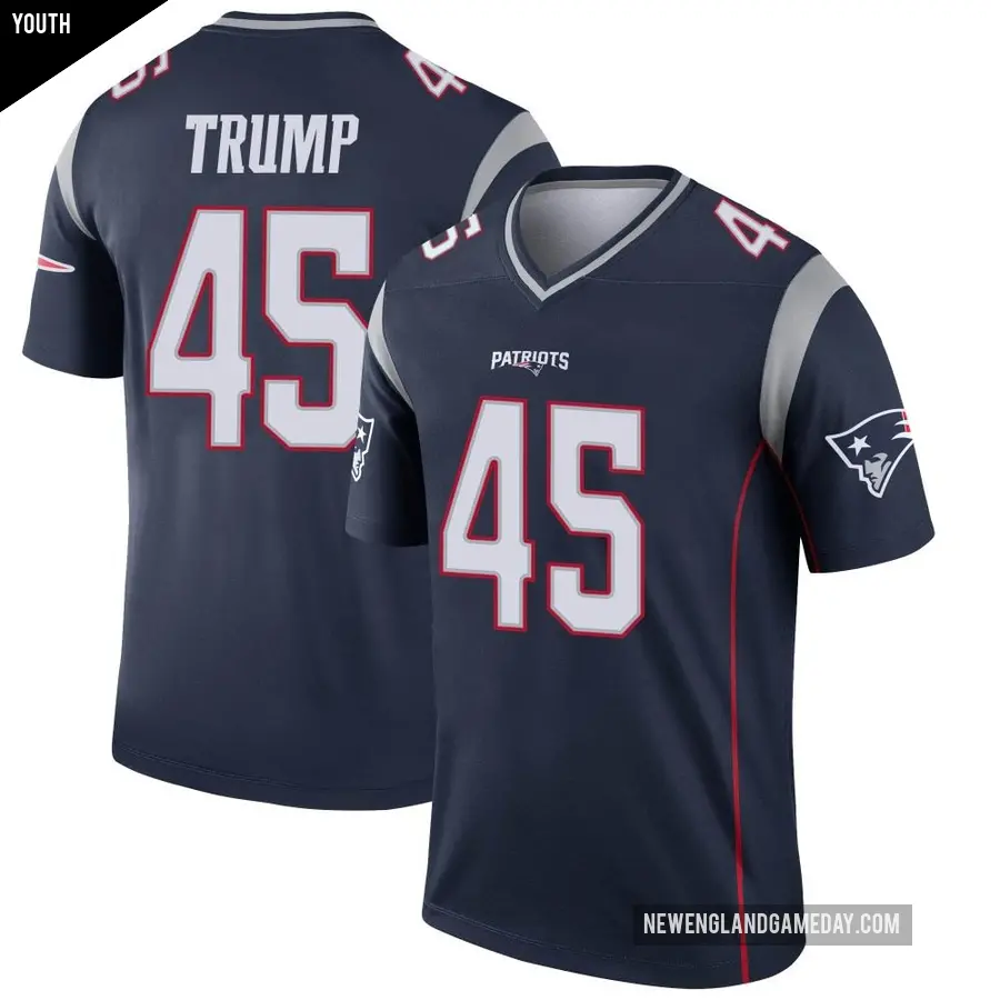 Youth New England Patriots ＃45 Donald Trump Navy Legend Jersey