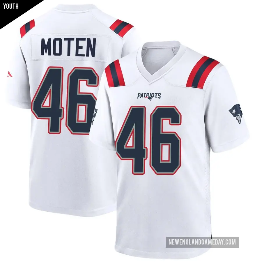 Youth New England Patriots ＃46 R.J. Moten White Game Jersey